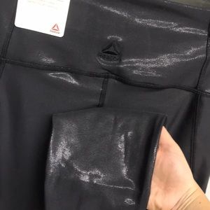 Reebok Lux Metallic Leggings Faux Leather